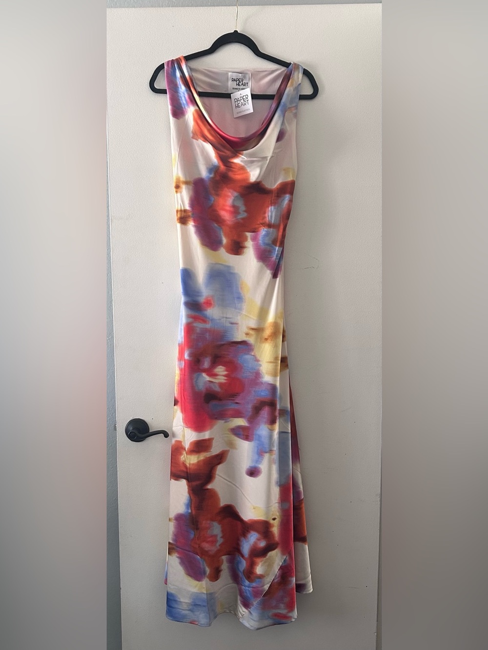 Paper Heart Cream Floral-Print Cowl-Neck Maxi Dress